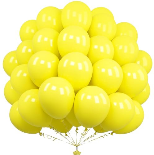Unisun Gelbe Luftballons, 50 Stück 12 Zoll Matt Gelbe Luftballons, Gelbe Luftballons Für Frauen Mädchen Geburtstagsfeier Sonnenblume Honigbiene Popcorn Zitrone Thema Weihnachten Jahrestag Dekorationen