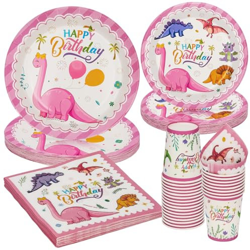 Party Go Juego de vajilla de fiesta de cumpleaños para perros, 96 unidades, platos de papel desechables, vasos para perros, decoración de fiestas, platos para servir a 24 invitados