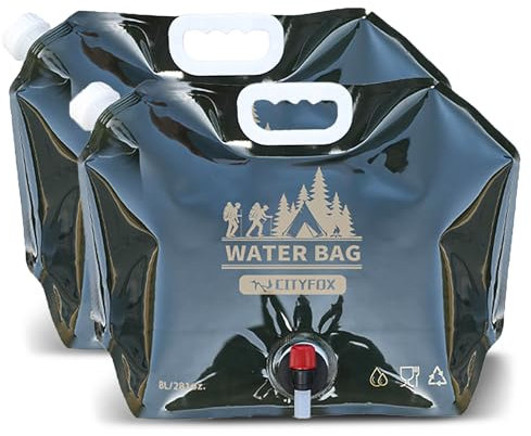 LUCYLANKER Bolsa de Almacenamiento de Agua Plegable para Exteriores, Contenedor de Bolsa de Agua Potable de Gran Capacidad de 8 litros, Adecuado Barbacoas, Picnics y Camping (2 Verde Militar)