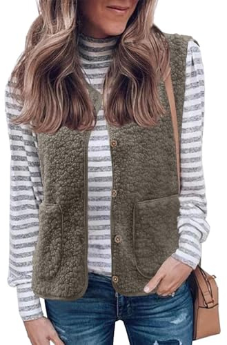 Joligiao Gilet Pile Donna Teddy Gilet in Pile Felpato Smanicato Giubbotto Fleece Giacca Senza Maniche Oversize Caldo Giacchetto Giacche Smanicato con Tasto Leggero Gilet Autunno Inverno