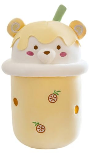 ISAKEN Milk Tea Cup Bärenkissen, Cartoon Bubble Tea Plüsch Kissen Plush Doll Plüsch Spielzeug Niedliches Teetassen Kissen Flauschiges Plüschtier Geschenk für Kinder Mädchen Jungen