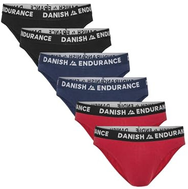DANISH ENDURANCE Mannen Bamboe Viscose Slips, Ultrazacht Mannen Ondergoed Slips, Multipack, Klassieke Stretch, Comfortabel, 6-Pack Meerkleurig (2xZwart/Wit, 2xMarineblauw/Wit, 2xRood/Wit) L