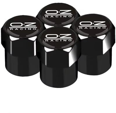 4 Stück Auto Ventilkappen Aluminiumlegierung Wasserdicht Staubdicht für OZ Racing Car Styling,Black