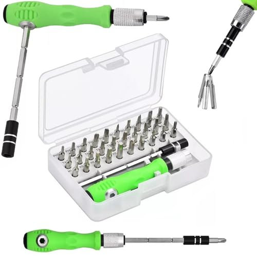 32 in 1 Precision Screwdriver Set, Mini Magnetic Screwdriver Set, Screwdriver Accessory with Non-Slip Handle, Adjustable Pole, Repair Tool Kit for Electronics, Laptop, PC, Mobile Phone
