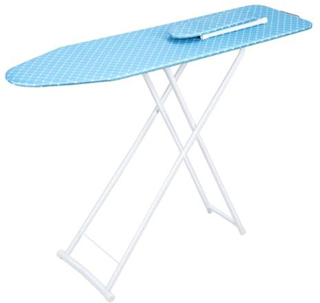 Fukursul Planche à Repasser Polyvalente en Bois et en Fer avec hauteurs réglables, Support en Fer en Plaque métallique et Conception Pliable pour Un Rangement et Une commodité faciles. Bleu