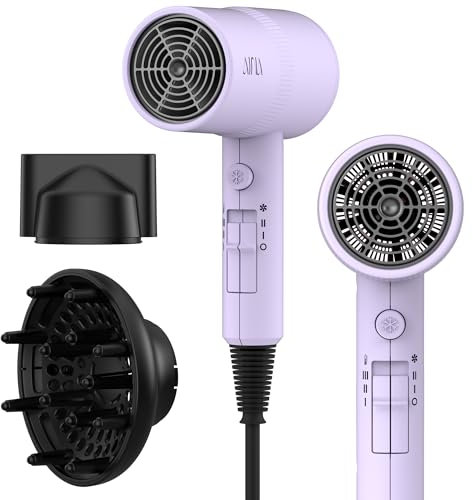 AINA Haartrockner mit Diffusor, Föhn für Frauen | Fortschrittliche Ionen-Technologie, Keramikbeschichtung | Cold Shot mit Turbo Heat für schnelles Trocknen und Glanz 230v~