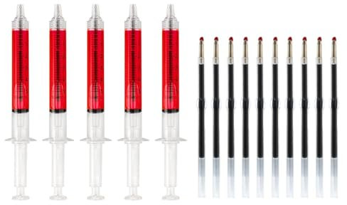 5 Stück Spritzenförmige Kugelschreiber Und 10 Stück Ersatz-Kugelschreiberminen, Kreative Kugelschreiber, Studenten-Briefpapier, Neuheits-Briefpapier