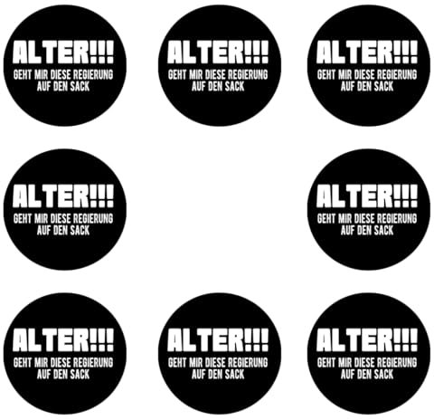 Sammys Shirt Store 8 Stück Aufkleber 4cm rund Alter geht Mir Diese Regierung auf den Sack Sticker Sparpack gut haftend Aktiv Werden