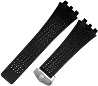 ENFYUSTR Silikon-Uhrenarmband for TAG HEUER Carrera-Serie, konkav-konvexes Schnittstellenarmband(Black-silver)