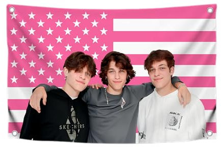 Drapeau américain triplé de 0,9 x 1,5 m avec 4 œillets en laiton – Bannières roses amusantes pour cadeaux – Décoration musicale pour chambre à coucher, dortoir, concert, bar – Drapeau triplets en