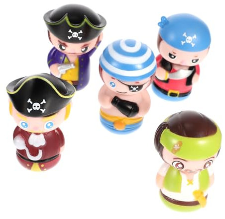 DRESSOOS 5 Stück Cartoon Pirat Fingerpuppen aus Flexiblem für Erwachsene Partys Geschichtenerzählen und Kreative Spielstunden