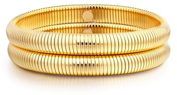 SKENUDY Gold Armband mehrlagige Armbänder für Frauen elastische Edelstahl Link Kette flexible breite Armband Armbänder