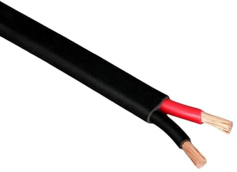 2 CORE ELECTRICAL FLAT CABLE TWIN FLEX WIRE 0.5-4.5mm² RED BLACK FLEXIBLE 1-42A (3mm² (5m length))