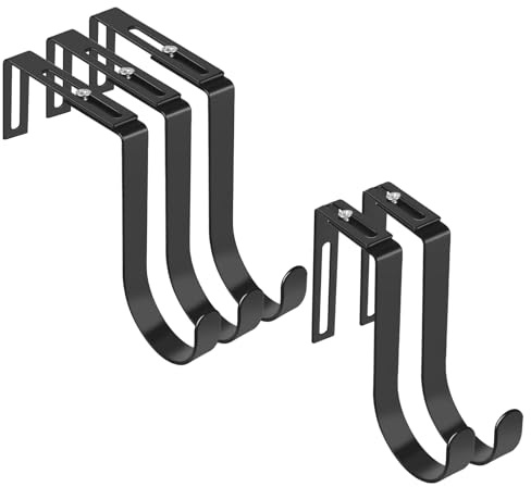 5 Ganci da Porta Regolabili e Resistanti, Attaccapanni per Porte Spesse 3.5-8.9 cm, Per Abiti, Asciugamani, Borse, Ghirlande - Nero