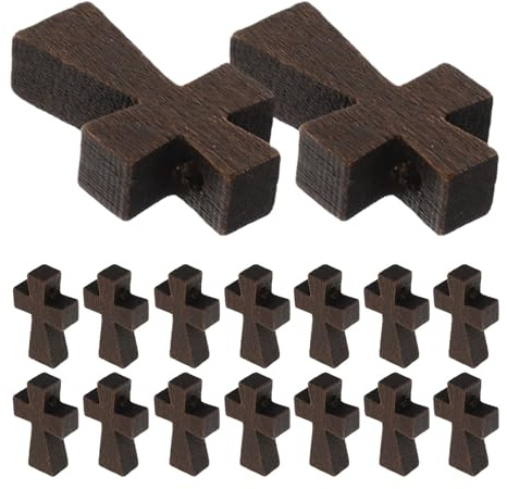 Housoutil 100 Stück Kleine Holzkreuze Leichte Handgefertigte Holzanhänger mit Natürlicher Maserung Jesus Kreuz Anhänger für DIY Schmuck Armband und Halskette Unisex Holzkreuz Anhänger