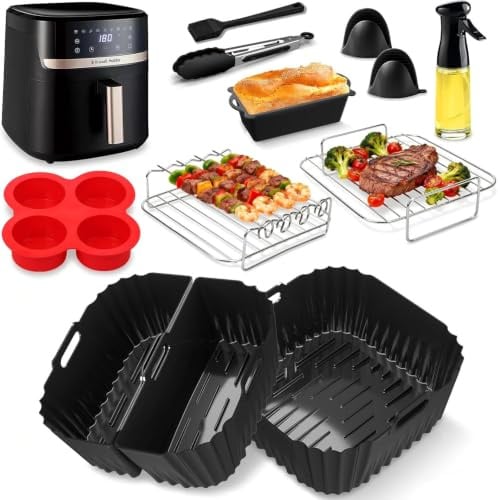 Heißluftfritteuse Zubehör für Russell Hobbs XXL 8L 8,3L Airfryer Zubehör | Airfryer Silikonform für COSORI Turboblaze 6L 6,2L 6,4L, Bosch 7,2L, Aigostar 7L, Air Fryer Accessories , Grillrost