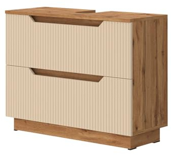 Vicco Waschbeckenunterschrank Lotta, Cashmere, 79.6 x 62.5 cm | mit 2 Schubladen, zur Aufbewahrung von Badutensilien und Anschluss an Waschbecken