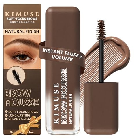 KIMUSE Mousse Voluminizadora para Cejas, Tinte Impermeable Larga Duración | Textura Aireada y Pigmentada, Cepillo Esponjoso de Precisión que Recubre Cada Pelo para un Look Lleno y sin Peso