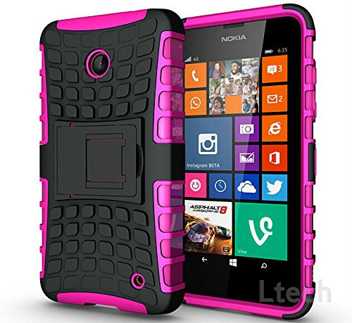 London Gadget Store For Huawei P10 (2017) VTR-L09 - Hard Silicone Strong Heavy Duty Shock Proof Dual Layer Armour Protective Case Cover with Built-in Stand in HOT PINK