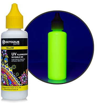 Octopus UV Fluoreszierende, unsichtbare Tinte kompatibel für Piezo Drucker Epson und Brother, gelb