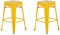 Beliani Lot 2 Chaises Tabourets de Bar Industriels en Acier Jaune 60 cm Empilables et Confortables pour Cuisine ou Salle à Manger au Design Moderne