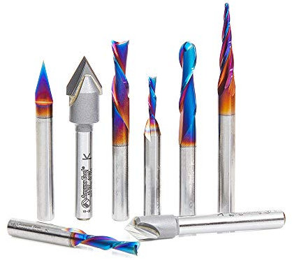 Amana Tool AMS-174 8-Pc General Purpose CNC Router Bit Collection 1/4 Inch Shank