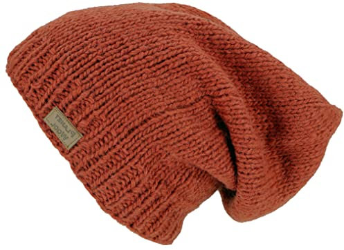 GURU SHOP Beanie Mütze, Strickmütze, Nepalmütze, Wintermütze - Rostorange, Herren/Damen, Synthetisch
