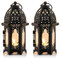 Nuptio 2 Stücke Metall Teelichthalter Kleine Größe Hochzeit Mittelstücke Transparente Glas Hängende Laternen Hochzeit Weihnachten Hause Tischdekoration Vogelkäfig, Schwarz Marokkanische Lampe