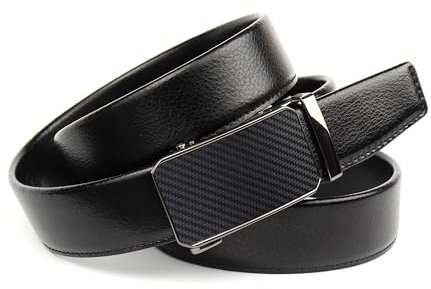 Anthoni Crown Herren Ledergürtel Gürtel, Schwarz, 110