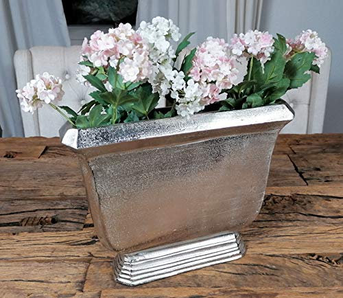 MichaelNoll Vase Blumenvase Gefäß Pokalvase Dekovase Aluminium Silber, Deko Modern aus Metall, Wohnzimmer und Küche, 36 cm
