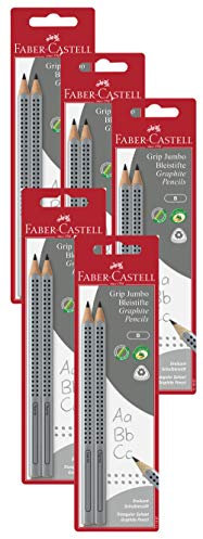 Faber-Castell 111997-2 Jumbo GRIP Bleistifte, Härtegrad: B, Schaftfarbe: silber (5 Packungen)