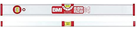 BMI Alu-Profil Wasserwaage ALUSTAR (40 cm lang, kantenlose Horizontal-Libelle mit Lupen-Effekt, hohe Messgenauigkeit 0,5 mm/m, mit Gummiendkappen) 694040E