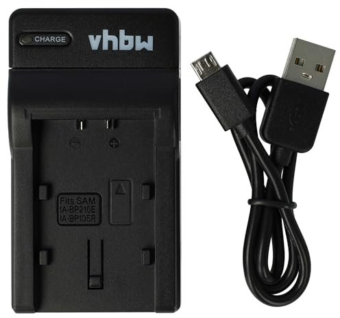 vhbw Chargeur USB de Batterie Compatible avec Samsung HMX-F70, HMX-F90, HMX-H300BN, HMX-H300BP Batterie Appareil Photo Digital, DSLR, Action cam