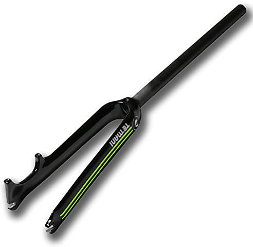 Point Fahrrad Starrgabel T800 Voll-Carbon-Gabel gerade Gabel für Scheiben- und C-Bremsen für kleine Laufräder, 28,6Mm/1-1/8 14/16/18/20Er Leichtbau-Hartgabel für BMX 451/406/461,Grün,20in/100mm