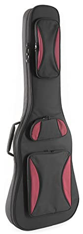 E-Bass Gigbag Urban, Premium Strapazierfähige Tasche, Polsterung, Zubehörfächer, Rucksackgarnitur, Sicherer Transport, Schickes zweifarbiges Design, Weiches Innenfutter, Halsstütze