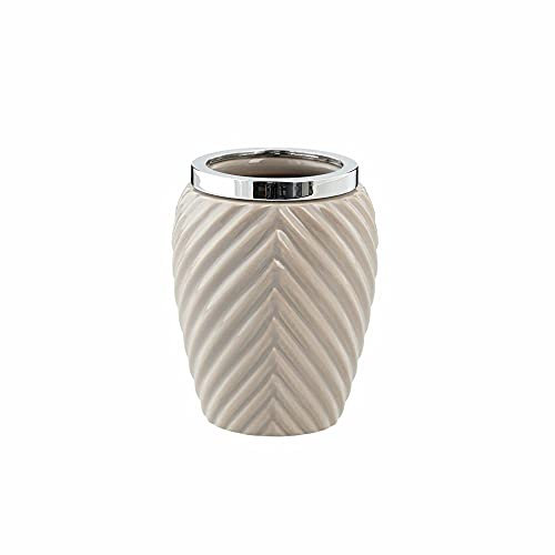 Lene Bjerre Zahnputzbecher Milda, braun silber, Keramik Zinklegierung