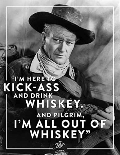 Tin Sign Vintage Retro Man Cave Bar Pub Schuppen Neuheit Geschenk Aluminium Metall Blechschild Wanddekoration Schild – Cowboy John Wayne Kick Ass Drink Whiskey Zitat