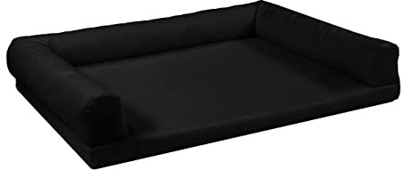 Juelle Orthopädisches Hundebett aus Kunstleder Sofa mit Matratze für große Hunde Abnehmbare Abdeckung, Waschmaschinenwaschbar, Lord L-XXL (130x95cm, Schwarz)
