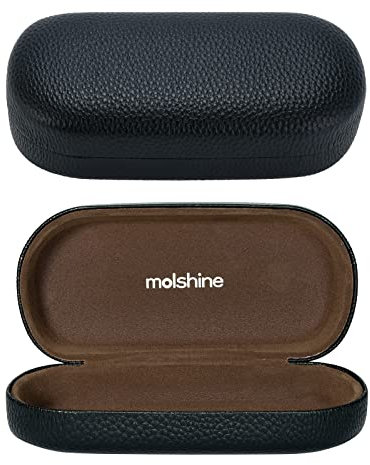 molshine Custodia rigida per occhiali da sole in pelle PU, custodia classica extra large per occhiali da sole e occhiali di grandi dimensioni-(Nero)