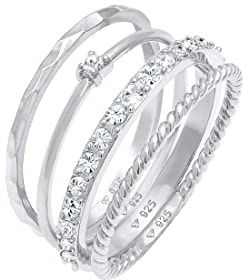 Elli Ring Damen Stapelring 4er Set Gedreht 925 Silber