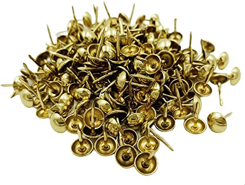 TEKLiNe 1000 Reißnägel Messing Polster Nägel Nieten Dekorativ Kopf glatt Nagel 9mm Möbel Stühle Sofas Befestigung Niet, Packung mit 1000 Heftzwecken Bullette Messingnägel