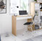 Dmora - Scrivania Fresno, Scrittoio lineare con cassetto, Tavolo da studio o ufficio porta PC, 82x40h77 cm, Rovere nodi e Bianco