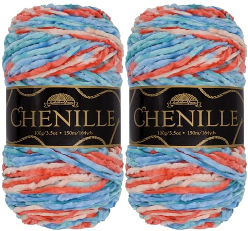 JubileeYarn Chenille Yarn - Worsted Polyester - 100g/Skein - Hyperborea - 2 Skeins
