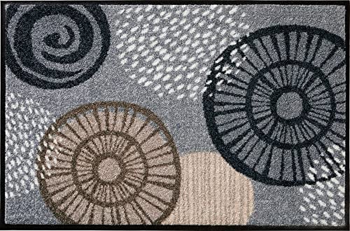 Erwin Müller Fußmatte Neuwied, Schmutzfangmatte, Sauberlaufmatte Blumen Silber/braun Größe 75x120 cm - langlebig, pflegeleicht, rutschfest, für Fußbodenheizung geeignet