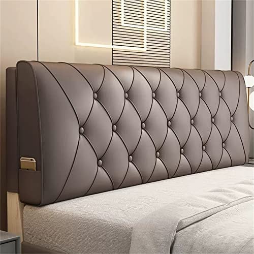 ZZYK Kopfteil Für Erwachsene Rückenlehne Gepolstertes Bett Kopfteilbezug Solides Knopf Lesekissen Lendenwirbelstütze Keil Couchpolster Etagenbett Polster,Kaffee,Straps 35.4/90cm