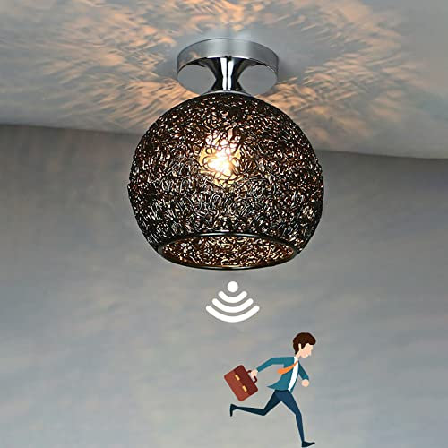 KZT Ceiling Lights with Radar Motion Sensor Led Light Bulb 12W Aluminum Sphere Ceiling Lamp with Daylight Detector Smart Bulbs Modern Hallway Ceiling Fixture for Stair Office Kitchen Living Room Aisle