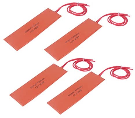 Flexible Silicone Rubber Heater, 4 PCS Silicone Rubber Heating Pad 20W 12V Electric Blanket Flexible Mat Constant for, Drum And Pail Heaters