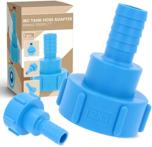 Wassertank-Adapter IBC Tote Schlauchadapter Drehbarer Schlauchanschluss Tankadapter Wassertankanschluss Reduzierstück Adapter Auslaufarmaturen Anschlüsse Regentonnen Ablaufadapter (S60x6 x 1)