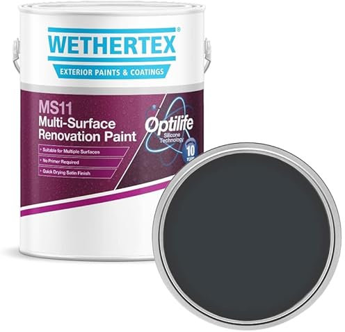 Wethertex MS11 Multi-Surface Renovation Paint - High-Performance & Self Priming - Anthracite Grey- 5L