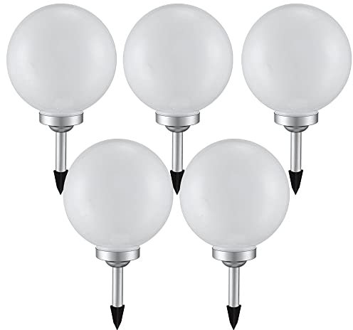 etc-shop Solarleuchte Kugel Garten Kugelleuchte Solar LED Gartendeko Solarkugel für Außen 20 cm, Leuchtdauer ca. 6-8 Stunden, H 62 cm, 5er Set